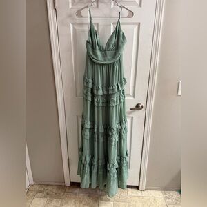 Lulu's Sage Green Layered Maxi Dress
